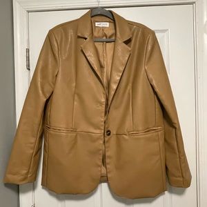 Faux Leather Blazer Jacket